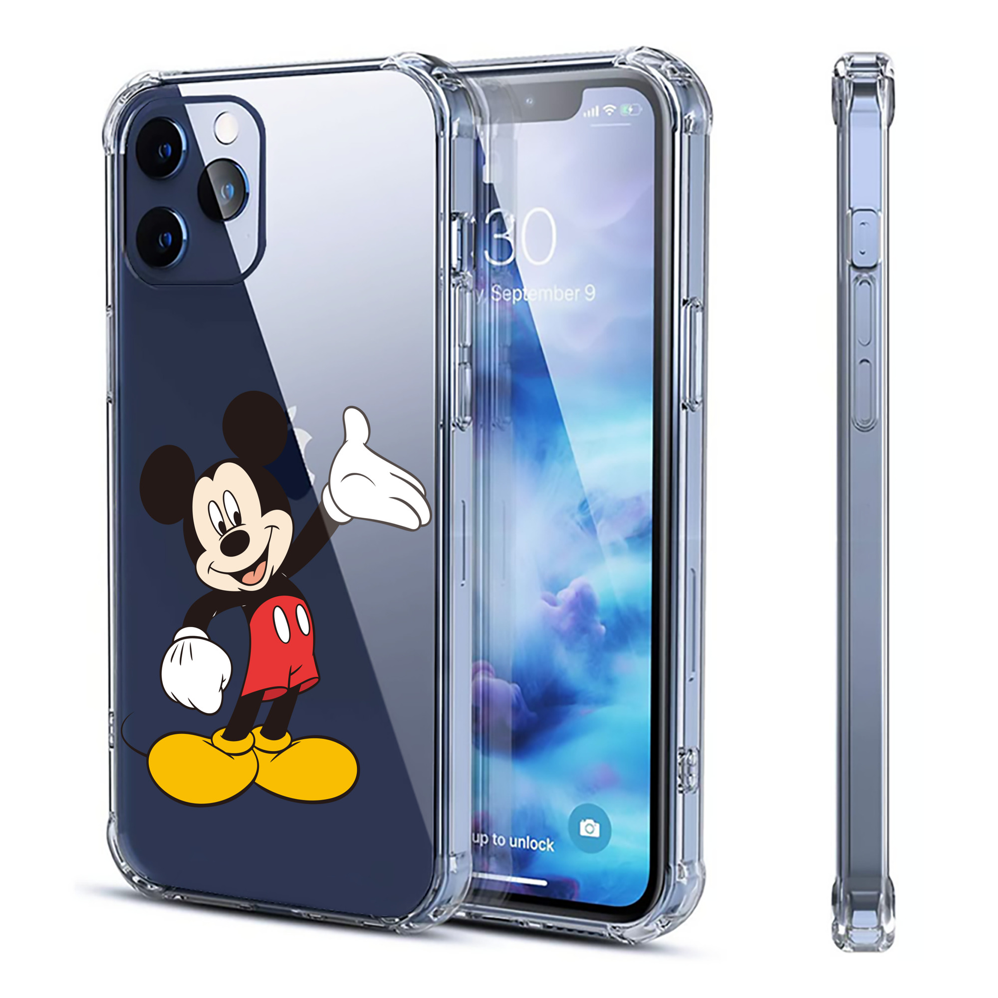 （画像用） ミッキーマウス Mickey Mouse 【iPhone 12シリーズ対応】透明スマホケース（クリアソフトケース）
